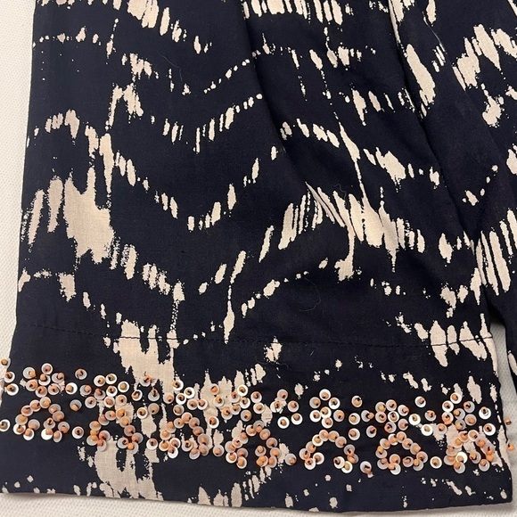 Soft Surroundings Navy Blue White Abstract Tunic with Bead Embellishment, Sz. XL - Picture 3 of 12